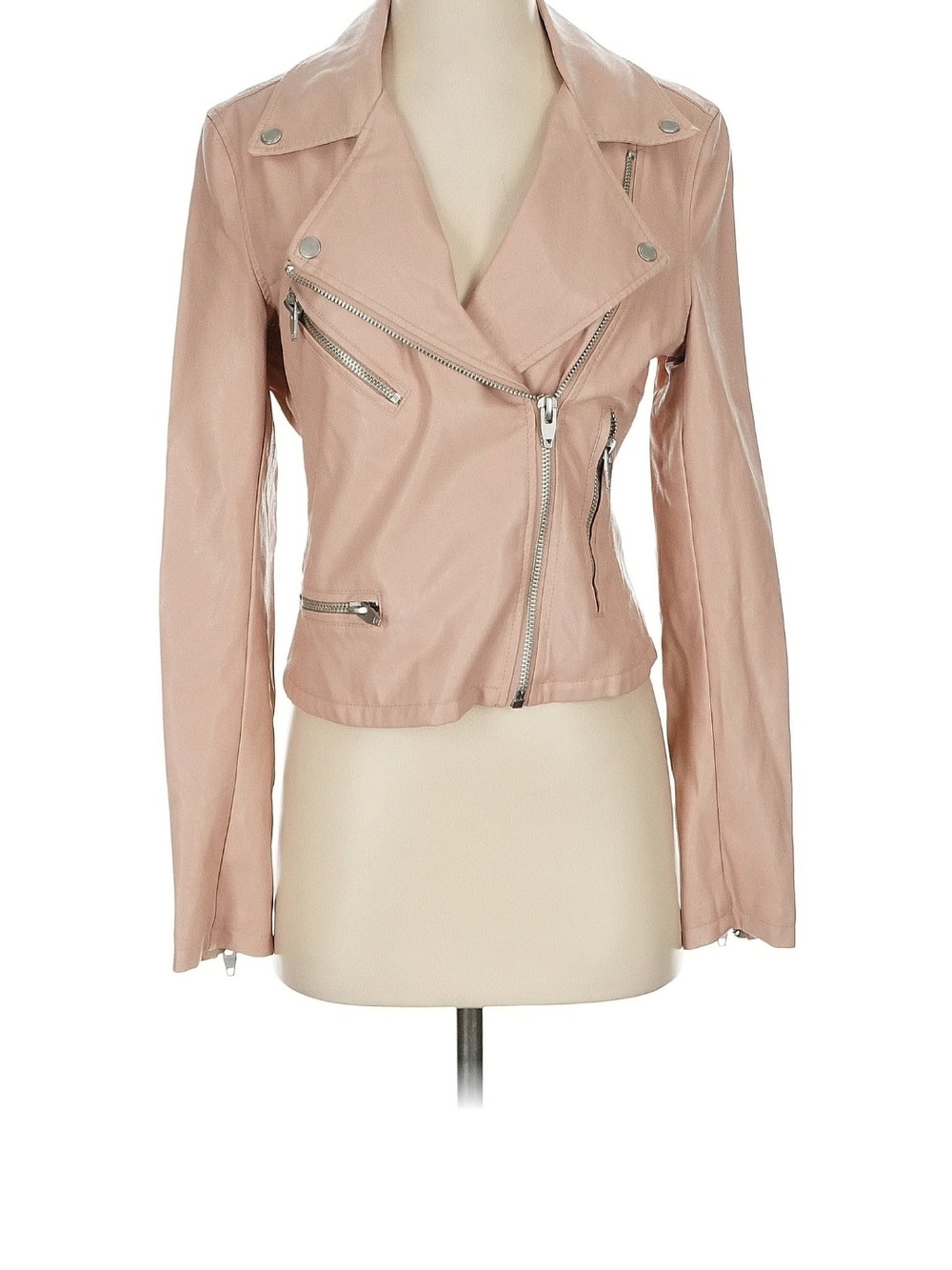 Blank NYC Blush Pink Faux Leather Moto Jacket